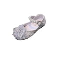 thumbnail image 1 of Owordtank Girls Mary Jane Dress Shoes Ballet Flat with Bow Pearl Rhinestones Shining Baby Girls Shoes, 1 of 8