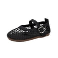 thumbnail image 1 of Owordtank Girls Mesh Ballet Flats – Round Toe Fishnet Ballerina Flats, Buckle Strap, Casual Comfortable Office Mary Jane Shoes, 1 of 6