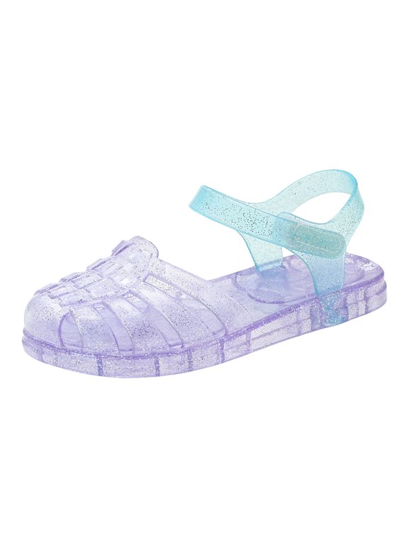 Girls Sandals, Trendy Glitter Beach & Poolside Jelly Sandals Closed Toe Princess Costume Summer Dress Shoes