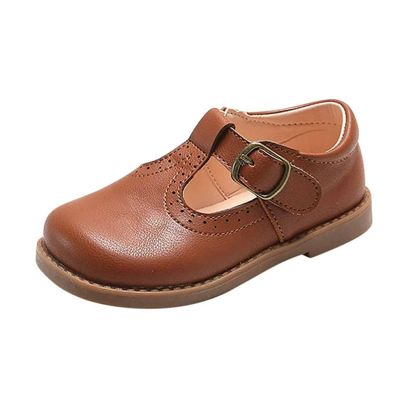 Owordtank Girls School T-Strap Uniform Dress Shoes Oxford Leather Flats School Birthday Party