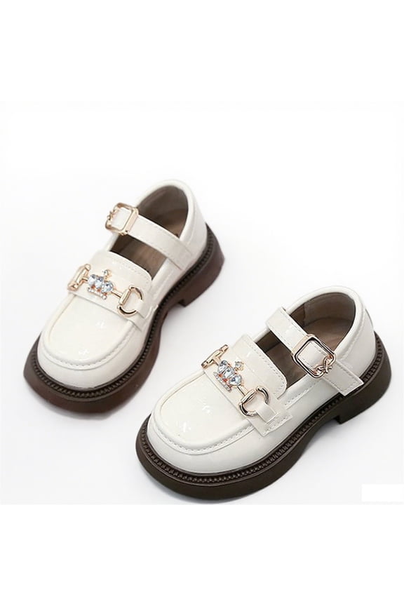 Girls Shiny Leather Slip-On Penny Loafer Shoes, Fashion Dress School Shoes Elegant Prom Party Boots