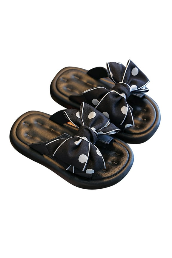 Girls Slippers Bow Tie Slippers Slide Sandals for Kids Anti-Slip Slippers With Bows Light Cute Home Slippers