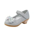 thumbnail image 1 of Owordtank Girls Sparkle Low Heel Mary Jane Wedding Party Flower Glitter Bow Princess Dress Shoes, 1 of 4