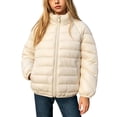thumbnail image 1 of Owordtank Girls Stand Collar Zip Up Lightweight Quilted Puffer Jacket Casual Warm Outerwear Coat, 1 of 7