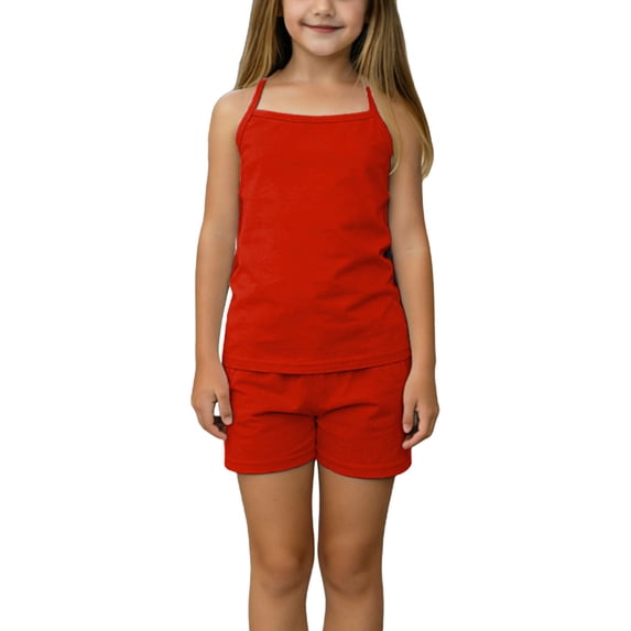 Owordtank Girls Summer Outfits 2 Piece Cotton Cami Tops and Shorts Sets Lounge Clothes for Kids 4-15 Years