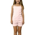 thumbnail image 1 of Owordtank Girls Summer Outfits 2 Piece Cotton Cami Tops and Shorts Sets Lounge Clothes for Kids 4-15 Years, 1 of 5