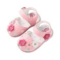 thumbnail image 1 of Owordtank Infant Baby Girls Summer Flower Sandals Newborn Princess First Walkers Shoes Flat Outdoor LED Luminous Shoes, 1 of 3