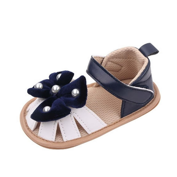 Owordtank Infant Girls Baby Newborn Sneakers Cute Pearl Bow Design Walking Shoes Flat Dress Shoes Toddler Sandals Girls