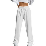 OWORDTANK Jogger Pants for Women Drawstring Elastic Waisted Straight Leg Pants Casual Harem Pants