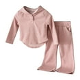 thumbnail image 1 of Owordtank Kid Girl Clothes Fall Long Sleeve Hoodie Sweatshirt Flared Pants Set Casual 2 Piece Bell Bottom Outfits Tracksuit, 1 of 7