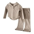 thumbnail image 1 of Owordtank Kid Girl Clothes Fall Long Sleeve Hoodie Sweatshirt Flared Pants Set Casual 2 Piece Bell Bottom Outfits Tracksuit, 1 of 5