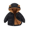 thumbnail image 1 of Owordtank Kids 3D Bear Ear Hooded Puffer Coat Fleece Lined Warm Winter Jacket With Big Patch Pocket, 1 of 4