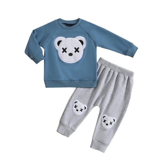 Owordtank Kids Baby Boy Clothes Newborn Outfits Infant Long Sleeve Bear Pullover Pant Toddler Fall Winter Clothes