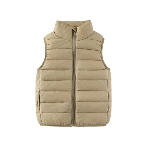 Owordtank Kids Boys Girls Stand Collar Down Vest Winter Warm Lightweight Sleeveless Puffer Jacket Windproof Coat Outwear