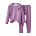 thumbnail image 1 of Owordtank Kids Boys Girls Thermal 2 Piece Outfits Fall Winter Clothing Set Warm Long Sleeve Pullover Tops Sweatpants Sets, 1 of 3