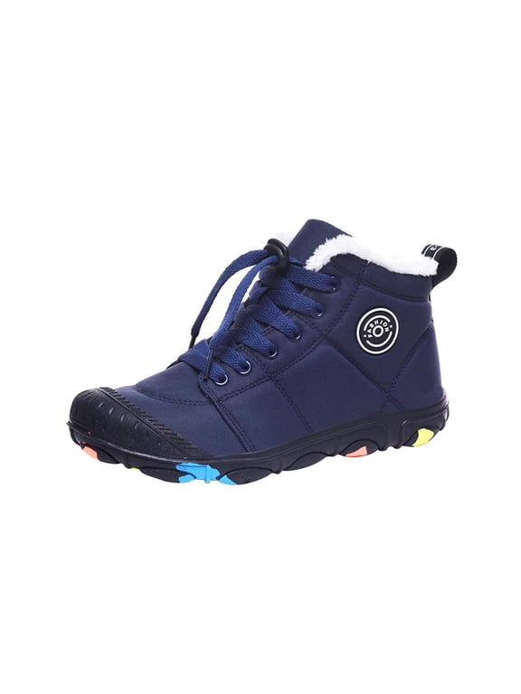 Kids Boys Girls Trail Running Shoes Minimalist Zero Drop Sole Cotton Boots Fur Lined Hiking Walking Shoes