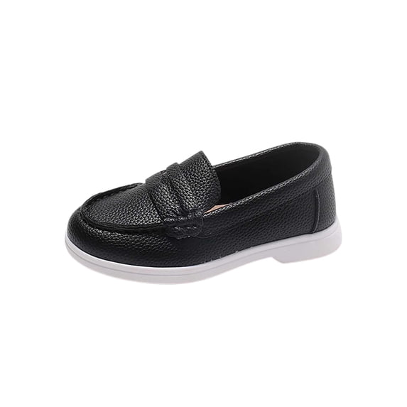 Owordtank Kids Comfortable & Lightweight Loafers Classic Leather Moccasins Thick-Sole Casual Business Work Flats