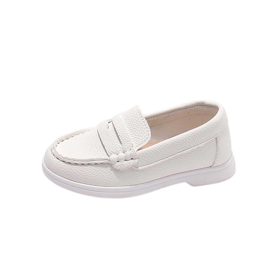 Owordtank Kids Comfortable & Lightweight Loafers Classic Leather Moccasins Thick-Sole Casual Business Work Flats