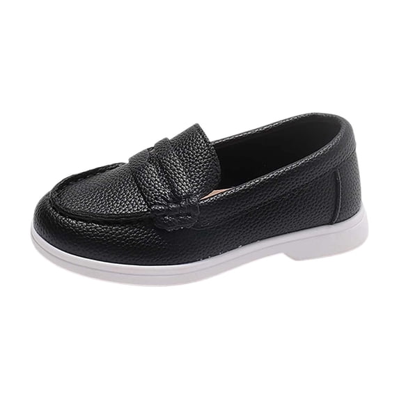 Owordtank Kids Comfortable & Lightweight Loafers Classic Leather Moccasins Thick-Sole Casual Business Work Flats