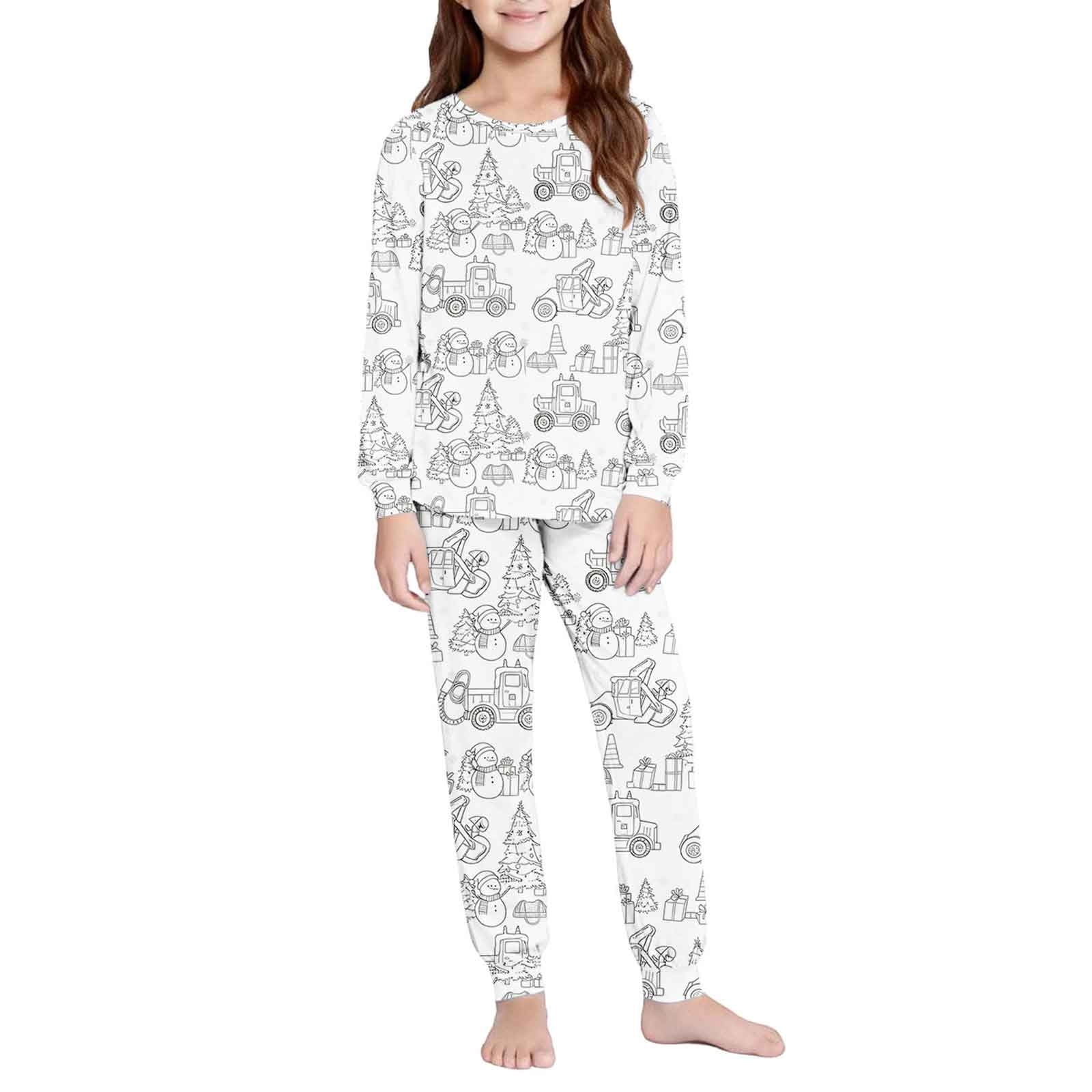 Owordtank Kids DIY Hand Painted Colorable Tops and Pants Set Boys Girls Funny Cartoon Coloring Blouse and Pants 2 Piece Sets