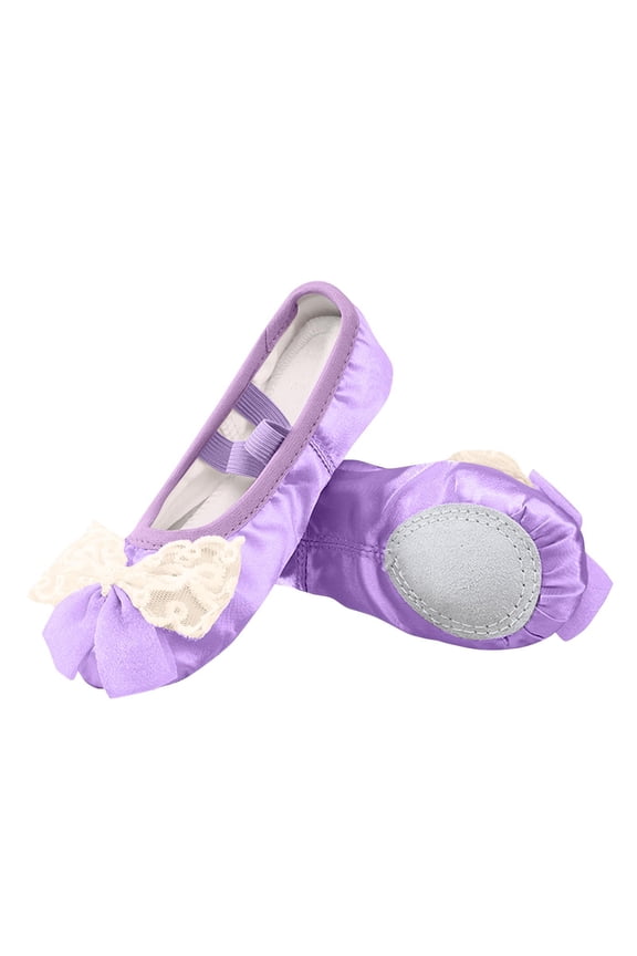 Kids Girls Ballet Shoes with Lace Bow Dance Slippers Soft Cotton Yoga Gymnastics Shoes for Toddler