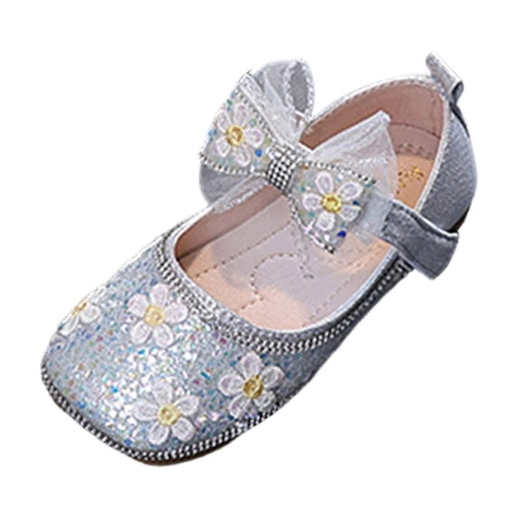 Owordtank Kids Girls Sparkly Mary Jane Dress Shoes Wedding Party Bridesmaids High Heel Princess Glitter Sequins Dress Shoes for Toddler