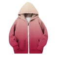 thumbnail image 1 of Owordtank Kids Gradient Full Zip Hooded Sweatshirt Jacket With Front Kangaroo Pocket, 1 of 5