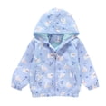 thumbnail image 1 of Owordtank Kids Hooded Windbreaker Zip Front Dove Floral Print Lined Lightweight Casual Jacket, 1 of 4