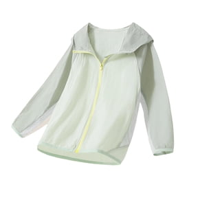 Owordtank Kids Mesh Panel Hooded Full Zip Thin Sun Protection Jacket Outdoor Breathable Coat 4-16Y