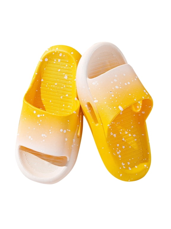 Kids Slides Boys Girls Toddlers Open Toe Slippers Cute Cartoon Sandals Cushioned Thick Sole Beach Pool Shoes