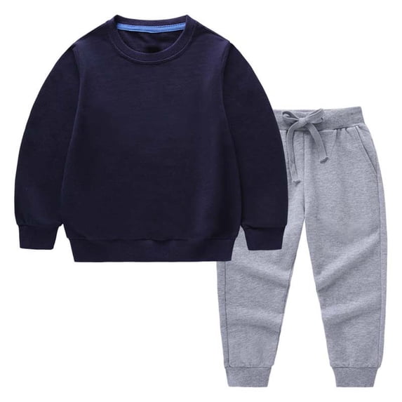 Owordtank Kids Sweatsuits Basic Cotton Crewneck Sweatshirt and Jogger Sweatpants Toddler Girls Boys 2 Piece Tracksuit