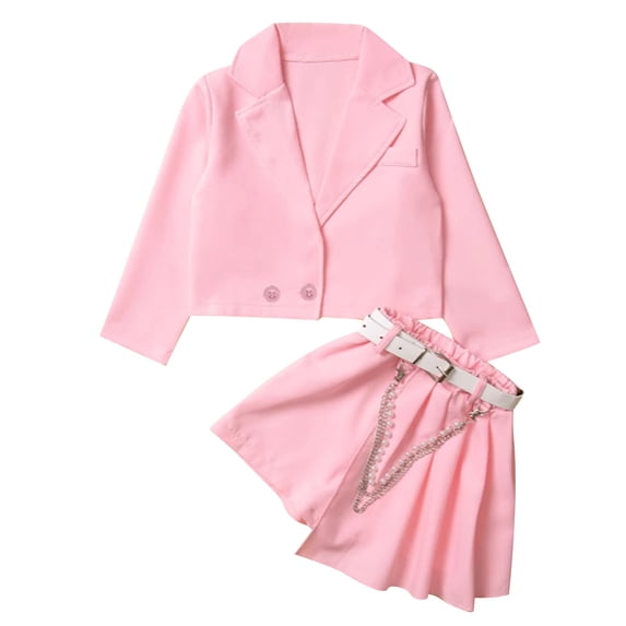 Owordtank Kids Toddler Baby Girls 2 Piece Outfits Spring Summer Fall Casual Long Sleeve Blazer Jacket Coat Skirts Set