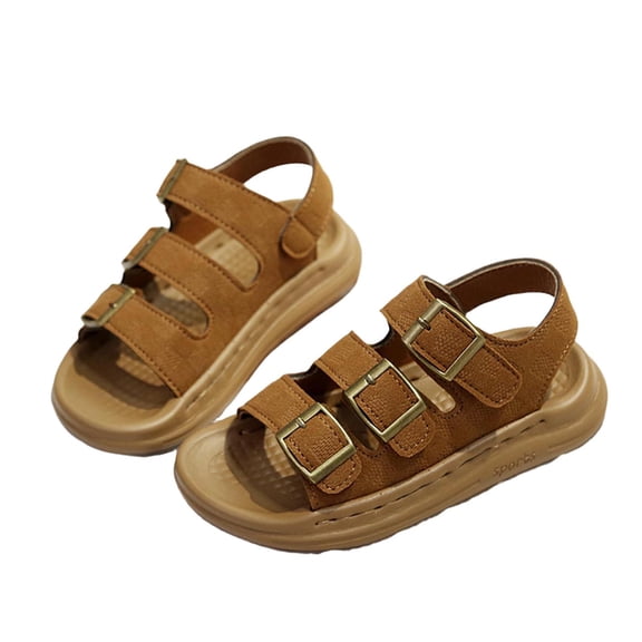 Owordtank Kids Toddler Sandals Boys Girls Cork Footbed Sandal Comfort Double Buckle Slip On Slippers with Adjustable Back Strap
