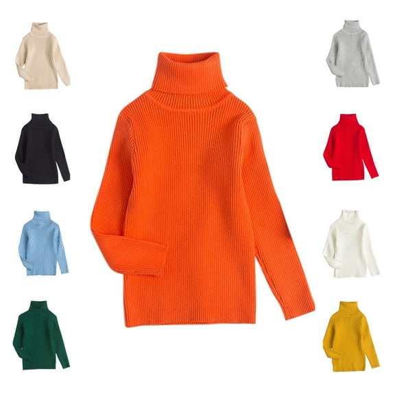 Owordtank Knitted Sweaters for 12M-6T Toddler Kids Boys Girls Turtle Neck Long Sleeve Pullover Sweater for Fall Winter