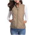 thumbnail image 1 of Owordtank Ladies Puffer Vest Hooded Full Zip Sleeveless Quilted Jacket Winter Outerwear Coats with Pockets Fashion under 15, 1 of 7