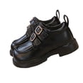 thumbnail image 1 of Owordtank Loafers for Girls Leather Plus Velvet Chunky Low Heel Slip On Casual Shoes for Fall Winter Outdoor Walking Boots, 1 of 6