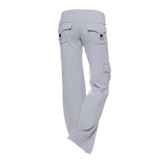 Owordtank Lounge Pants for Women Clearance under $10 with Pockets Yoga Stretchy Button Flare Pants Loose Workout Gym Legging Gray L