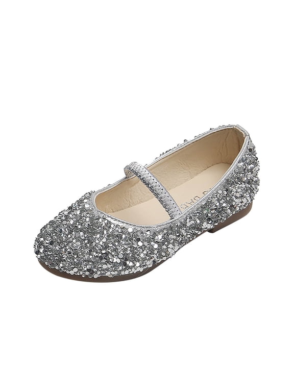 Mary Jane Shoes for Girls Dress Shoes Princess Dresses Ballet Flats Flower Glitter Shoes Toddler/Little/Kids