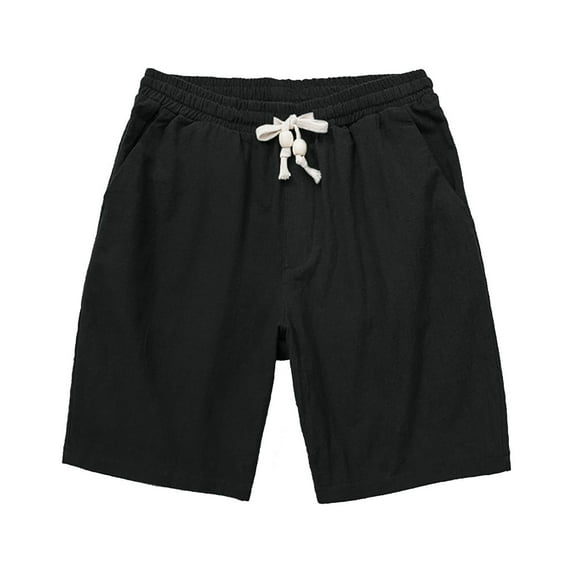 Owordtank Mens Beach Loose Bermuda Shorts Cotton Linen Summer Flat Front Shorts