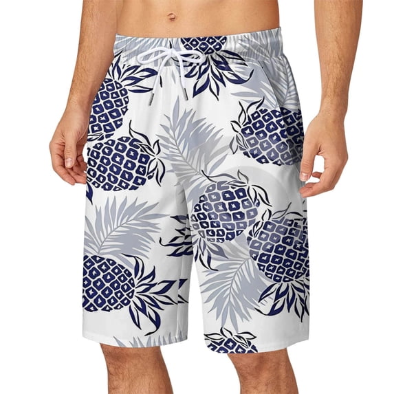 Owordtank Mens Beach Vacation Bermuda Shorts Drawstring Elastic Waist Flat Front Shorts with Pockets