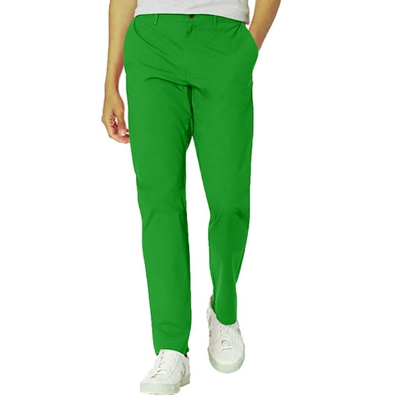 Owordtank Mens Button with Pockets Casual Pants Trouser