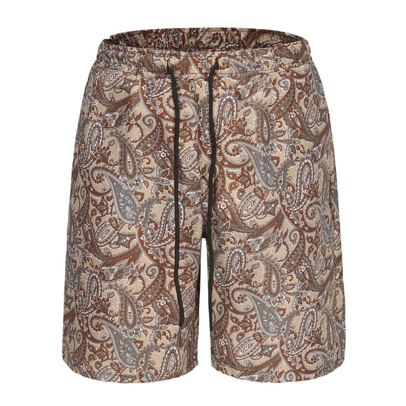 Owordtank Mens Novel Print Summer Bermuda Shorts Casual Beach Drawstring Elastic Waist Pull on Shorts