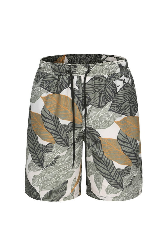 Mens Novel Print Summer Bermuda Shorts Casual Beach Drawstring Elastic Waist Pull on Shorts