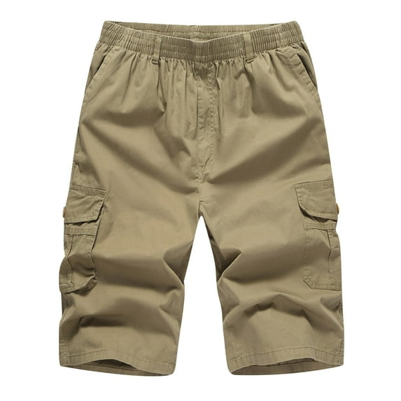 Owordtank Mens Outdoor Bermuda Shorts Pure Color with Pockets Beach Casual Plus Size Cargo Shorts
