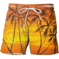 thumbnail image 1 of Owordtank Mens Print Breathable Bermuda Shorts Beach Swim Trunks Vacation Flowy Shorts, 1 of 2