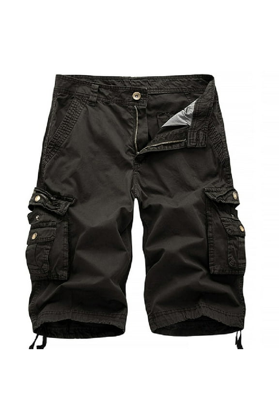 Mens Pure Color Beach Casual Bermuda Shorts Outdoor with Pockets Cargo Shorts