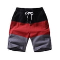 thumbnail image 1 of Owordtank Mens Summer Capris Flat Front Shorts Beach Color Block Cotton Bermuda Shorts, 1 of 3