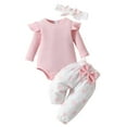 thumbnail image 1 of Owordtank Newborn Baby Girl Valentines Day Outfit Ribbed Long Sleeve Romper Onesie Pants Set Cute Fall Winter Clothes, 1 of 8