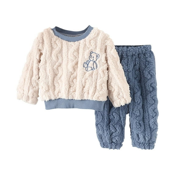 Owordtank Newborn Girl Clothes Baby Boys Sweatsuit Cute Hooded Fleece Pullover and Pants Outfits Set Winter Clothes 2 Piece