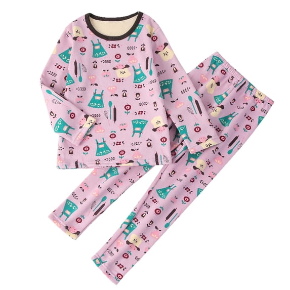 Owordtank Pajama Sets Long Sleeve Bear Printed Soft Comfy Pants Soft Leggings Sleepwear 2 Piece